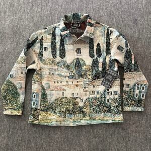 Rebel Vengeance Kirche in Cassone Men' Button Up Tapestry Shirt Long Sleeve Sz S